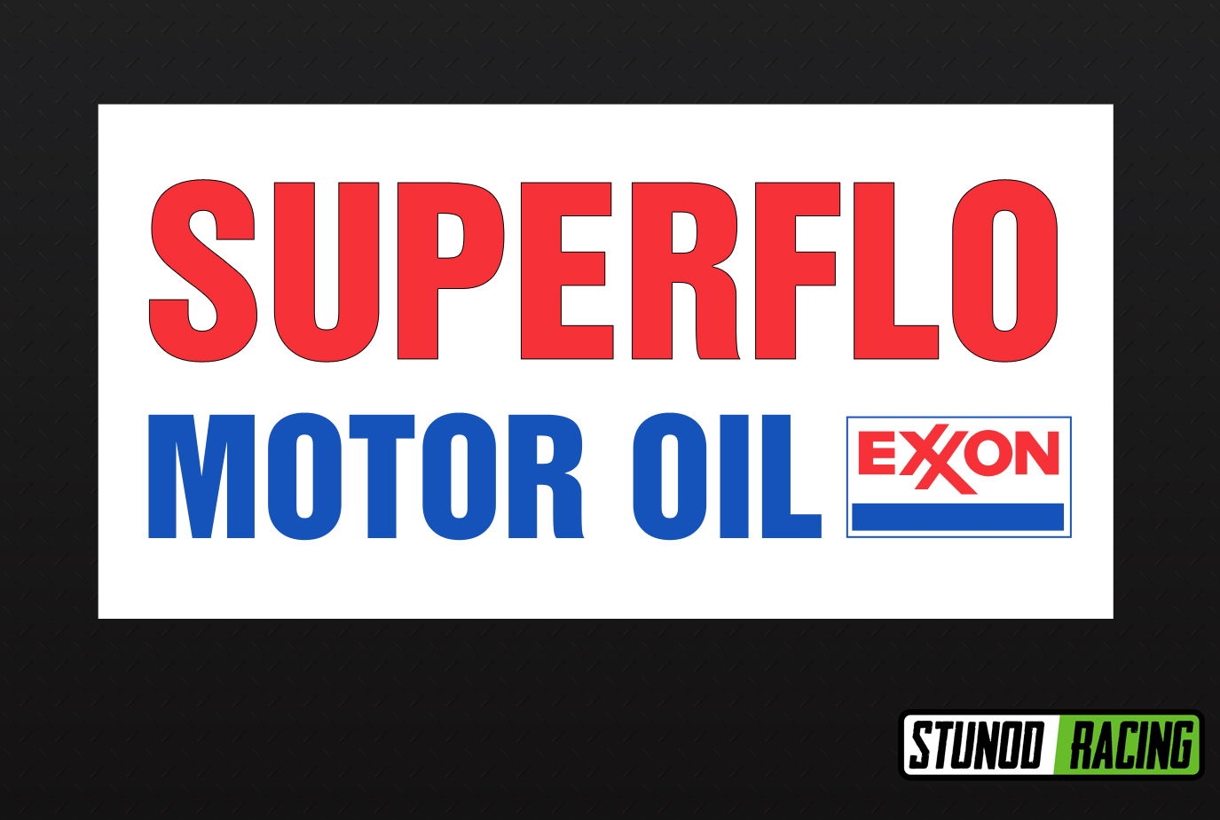 Superflo Motor Oils Exxon White Vinyl Decal  9.5" x 19" *Gas & Oil
